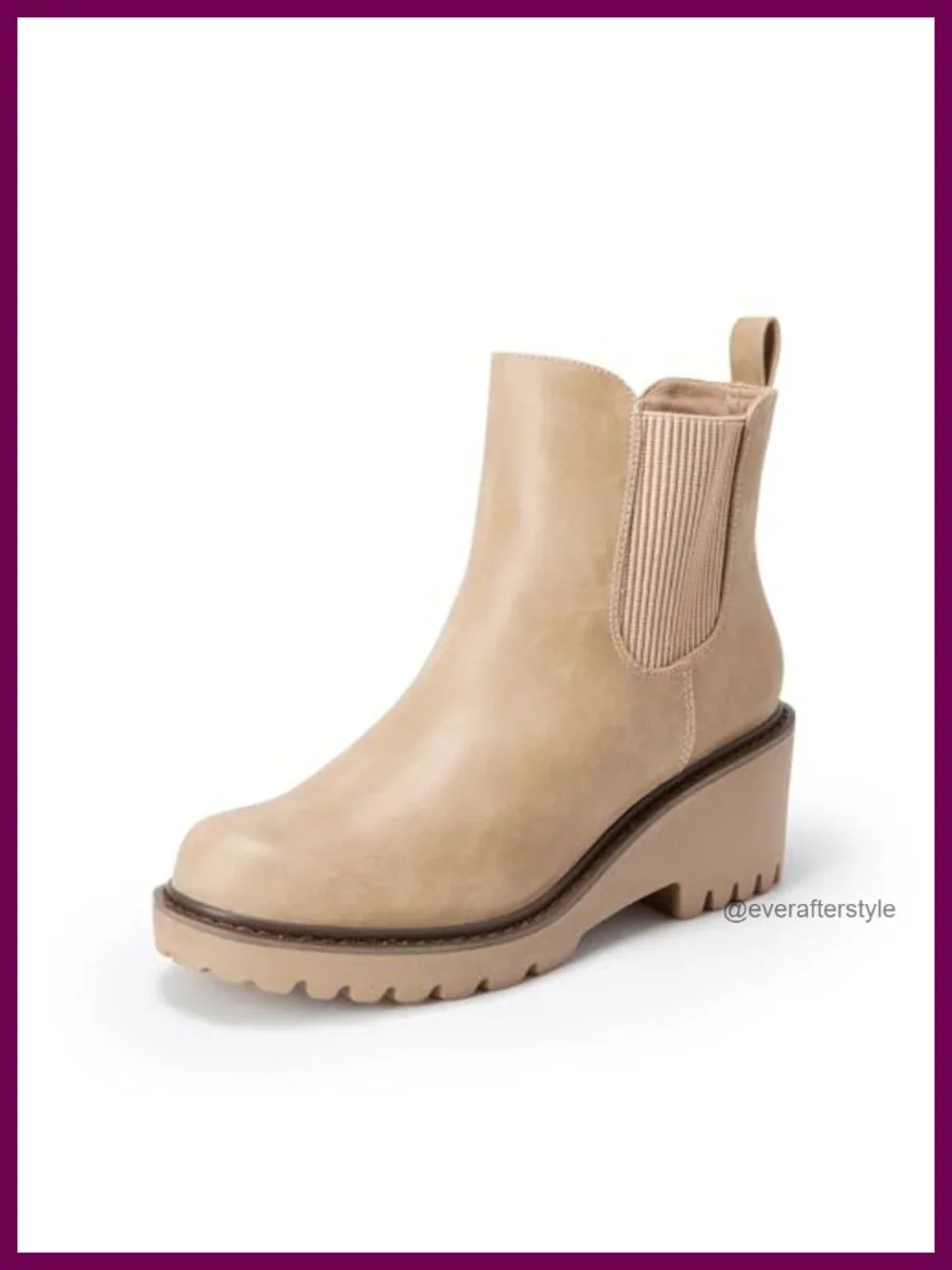 Faux Leather Chelsea Wedge Ankle Booties Platform Round Toe Slip On